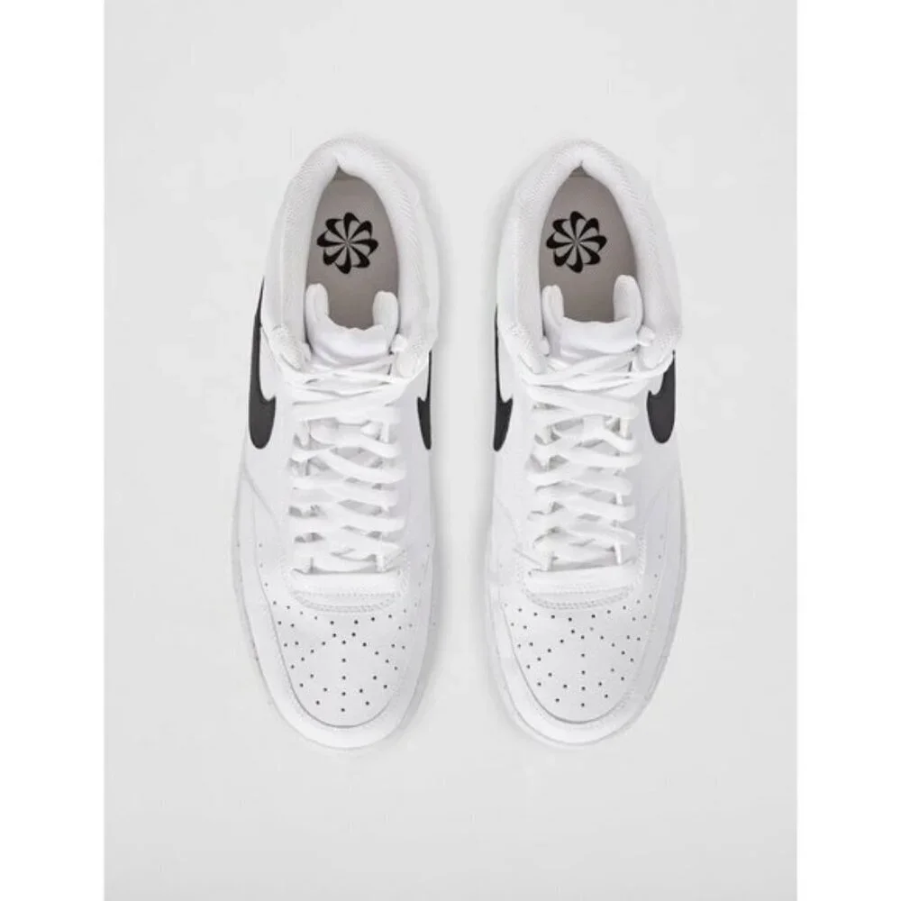 🆕Nike Men's White/Black/White Court Vision Mid Next Nature Fashion Sneakers
